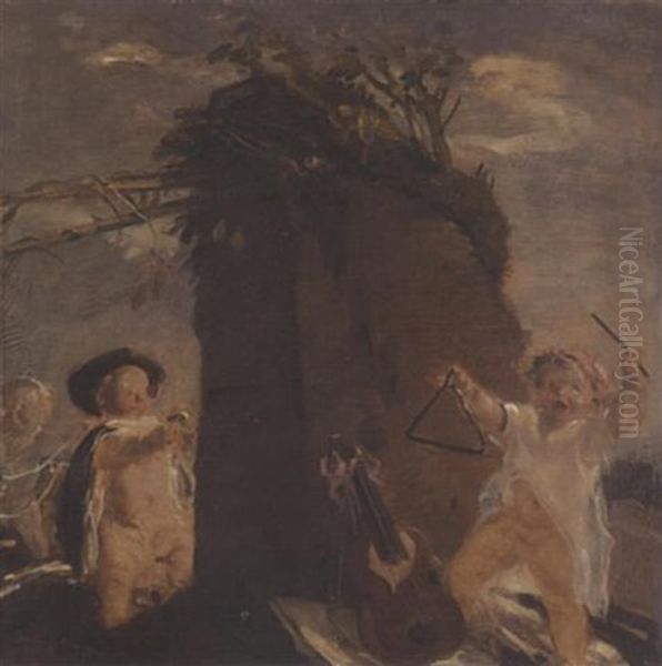 Musizierende Putten Oil Painting by Adolf Hengeler