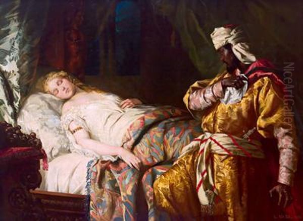 Otello Al Letto Di Desdemona Che Dorme Oil Painting by Leopold Bara