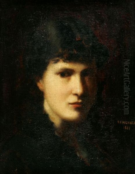 Portrait De Face Oil Painting by Jean Jacques Henner