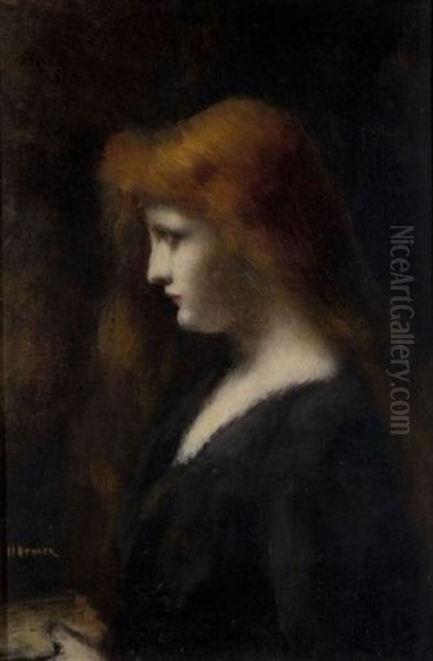 Meditation Oil Painting by Jean Jacques Henner
