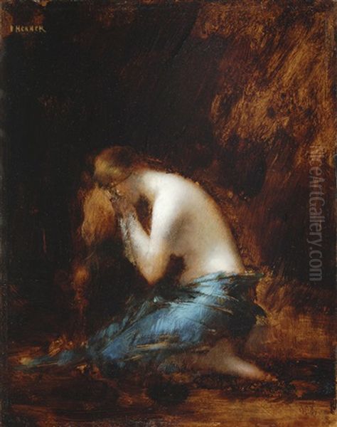 Femme Agenouille Oil Painting by Jean Jacques Henner