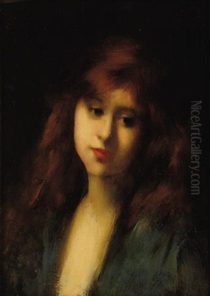 Ideal Head Oil Painting by Jean Jacques Henner