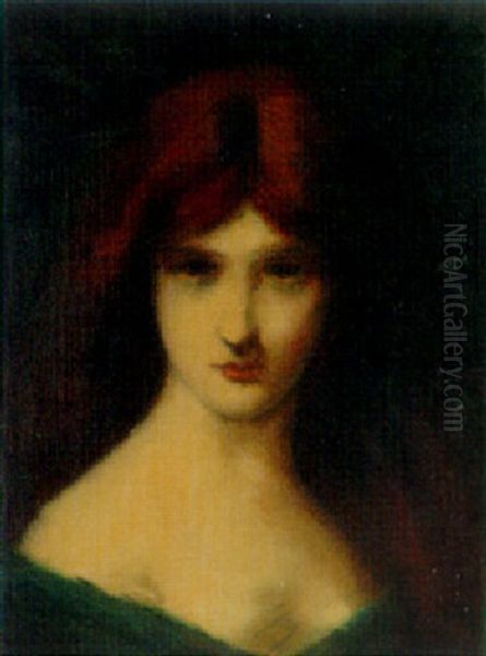 Portrait Of A Lady, Head And Shoulders Oil Painting by Jean Jacques Henner