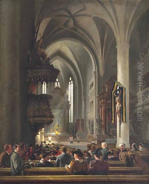 Fruhmesse In Der Stiftskirche Zu Berchtesgaden Oil Painting by Johann Friedrich Hennings