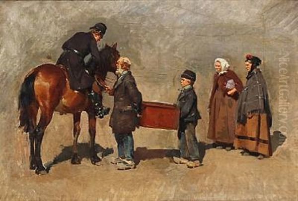 Bonder I Hovedstaden Oil Painting by Erik Ludwig Henningsen