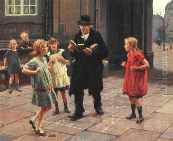 Paradisspillet Oil Painting by Erik Ludwig Henningsen