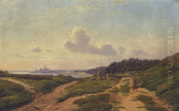 Parti Fra Julebaek Med Udsigt Mod Kronborg Oil Painting by Carsten Henrichsen