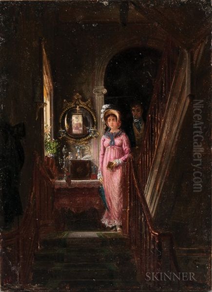 Descending The Staircase Oil Painting by Edward Lamson Henry