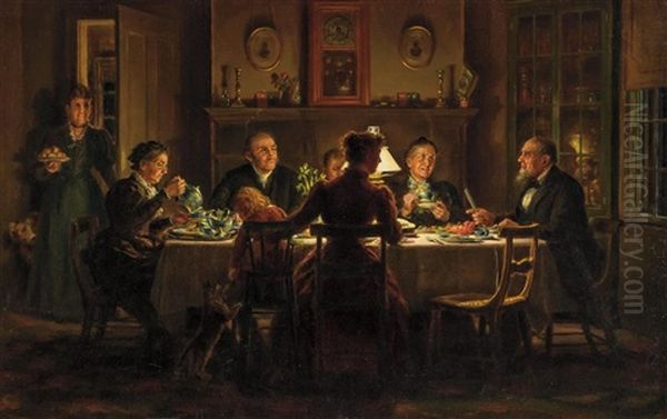 Villiage Squire Entertaining Oil Painting by Edward Lamson Henry