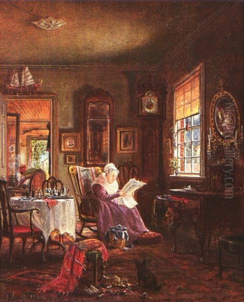 Reading The News Oil Painting by Edward Lamson Henry