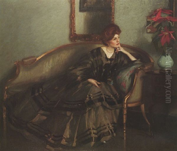 Poinsettia Oil Painting by George Henry