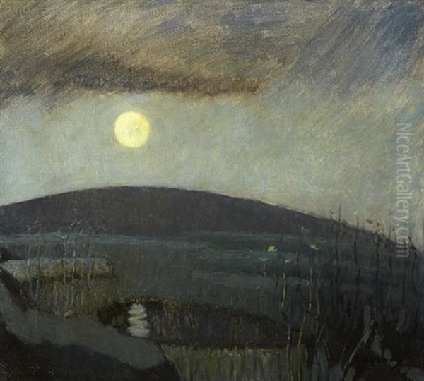 Moonlight On Lake Oil Painting by Grace Henry