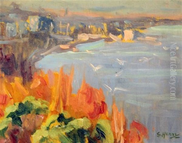 Sketch - Coastal Landscape With Seagulls Oil Painting by Grace Henry