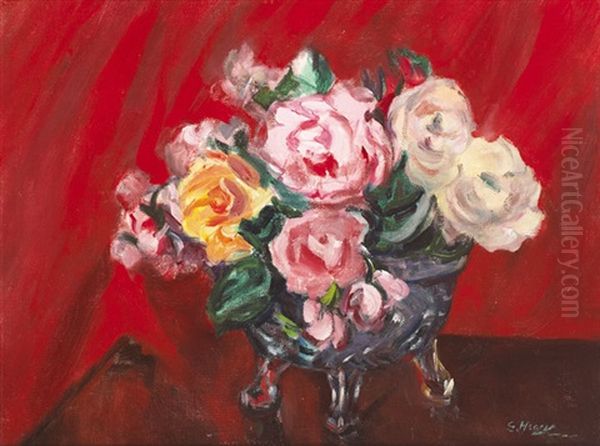 Roses In A Vase Oil Painting by Grace Henry