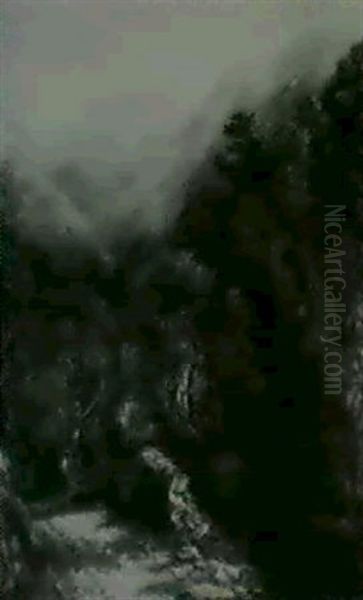 Highland Landscape With Figures On A Path Oil Painting by Frederick Henry Henshaw