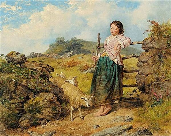Untitled - The Shepherdess Oil Painting by Isaac Henzell