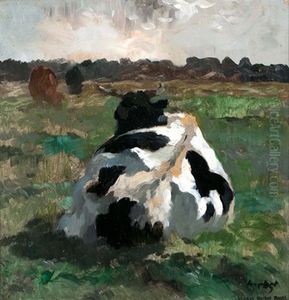 Ruhende Kuh Von Hinten Oil Painting by Thomas Ludwig Herbst