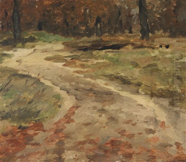 Waldweg Im Herbst Oil Painting by Thomas Ludwig Herbst