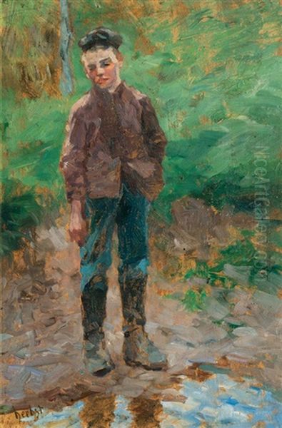 Famer Boy Oil Painting by Thomas Ludwig Herbst