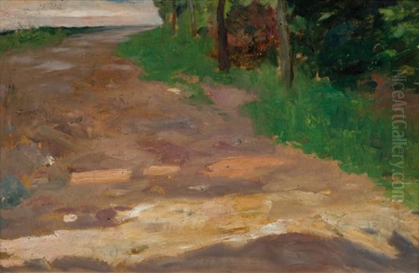 Between Field And Forest Oil Painting by Thomas Ludwig Herbst