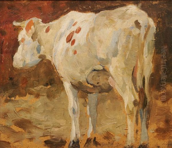 Standing Cow Oil Painting by Thomas Ludwig Herbst