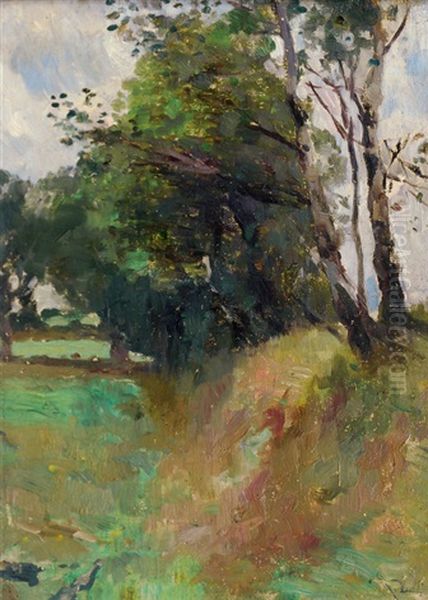 Landscape With Birches Oil Painting by Thomas Ludwig Herbst