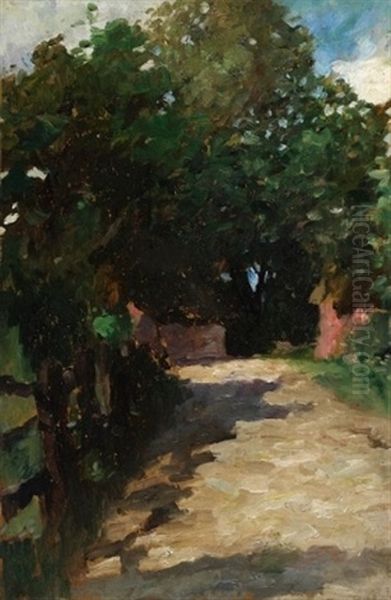 Dorfstrase Oil Painting by Thomas Ludwig Herbst