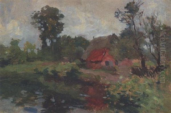 Bauernhaus Am Wasser Oil Painting by Thomas Ludwig Herbst