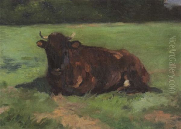 Liegende Kuh Auf Der Weide Oil Painting by Thomas Ludwig Herbst