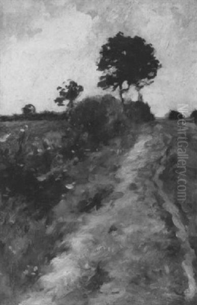 Feldweg An Einer Boschung Oil Painting by Thomas Ludwig Herbst
