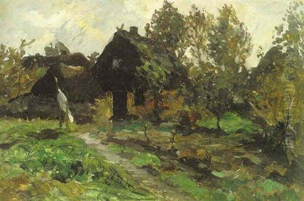 Bauernhaus In Landschaft Oil Painting by Thomas Ludwig Herbst