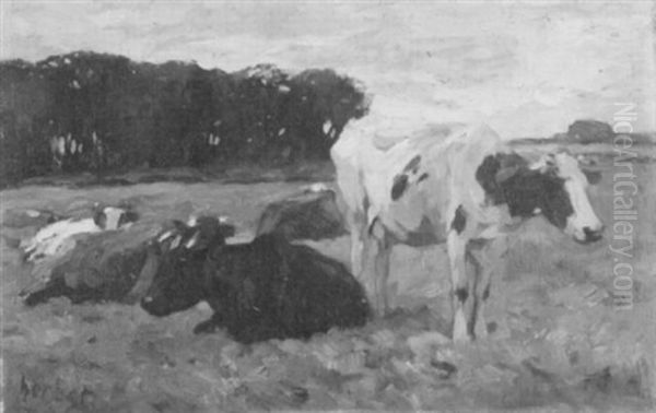 Kuhe Auf Der Weide Oil Painting by Thomas Ludwig Herbst