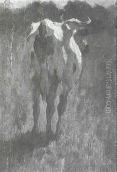 Stehende Kuh Von Hinten Oil Painting by Thomas Ludwig Herbst
