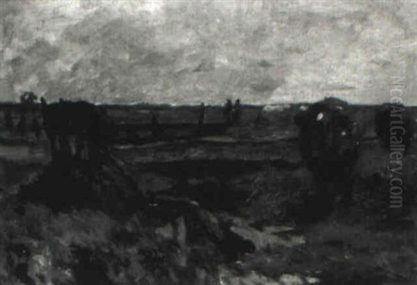 Norddeutsche Weidelandschaft Mit Grasenden Kuhen Oil Painting by Thomas Ludwig Herbst