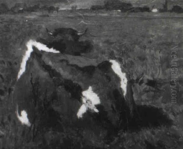 Liegende Kuh Auf Der Weide Oil Painting by Thomas Ludwig Herbst