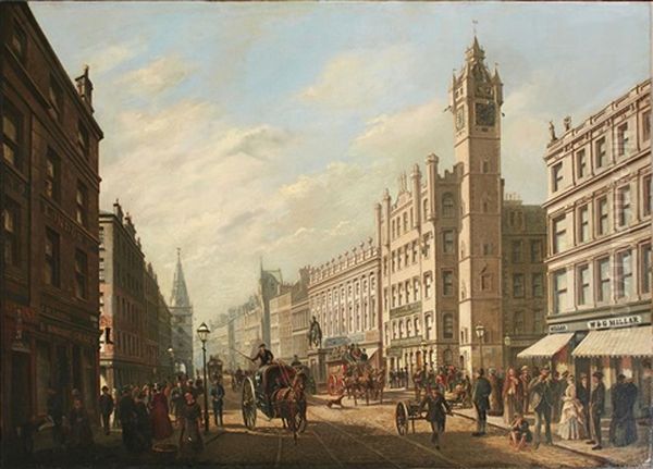 Panoramic View Of The Trongate Glasgow Oil Painting by William Gavin Herdman
