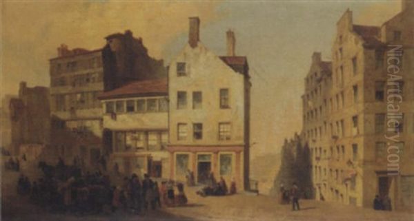 In Edinburgh, The High Street, Leith Wynd And Canongate Oil Painting by William Gavin Herdman