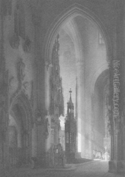 Blick Auf Den Hochaltar Des Ulmer Munsters Oil Painting by Edmund Herger