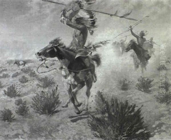 War Party Oil Painting by Herbert M. Herget