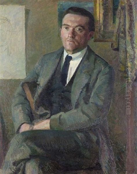 Portrait Du Peintre Chinet Oil Painting by Jacques Elie Abraham Hermanjat