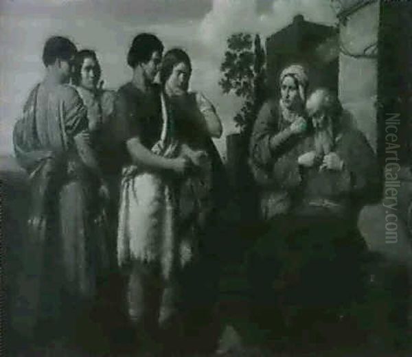 Unheilsbotschaft Oil Painting by Jakob (Johann) Hermann