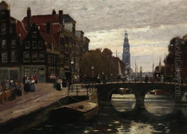Partie In Amsterdam Oil Painting by Heinrich Hermanns