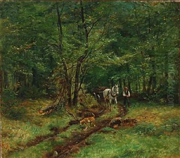 I Skovvej Ved Munkebjerg Oil Painting by Olaf August Hermansen