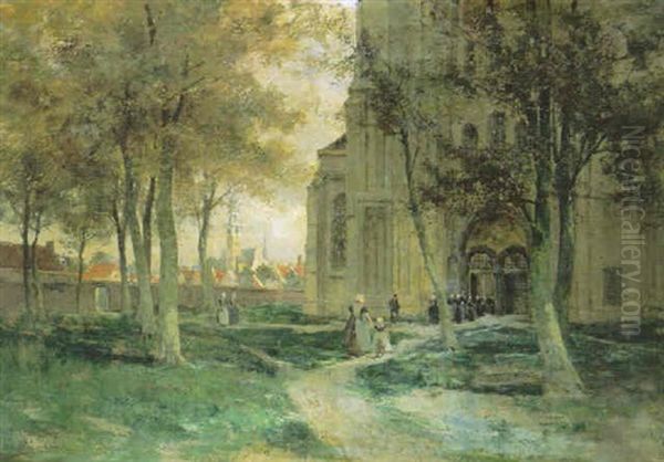 De Kerk Te Veere Oil Painting by Paul Hermanus