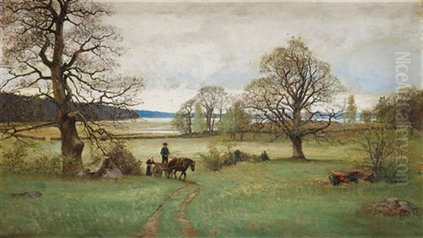 Vid Malarstranden (on The Bank Of Lake Malaren) Oil Painting by Olof Hermelin