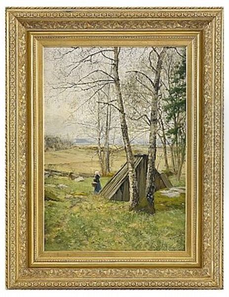 Lantligt Sommarlandskap Oil Painting by Olof Hermelin