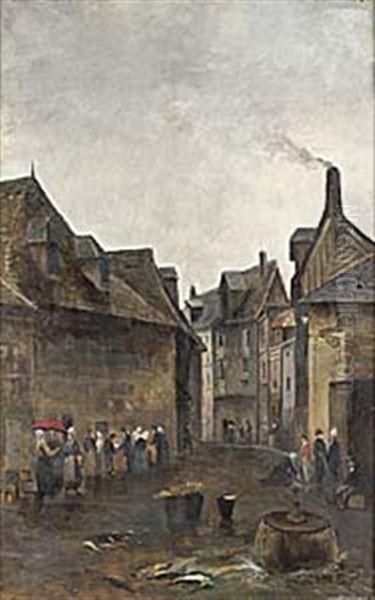 Gata I Tysk Medeltida Stad Oil Painting by Olof Hermelin