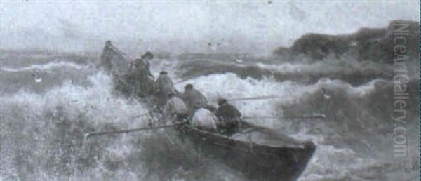 Barca En La Tempestad Oil Painting by Francisco Hernandez Monjo