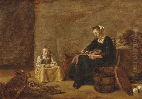 Maid And Child In The Pantry Oil Painting by Willem van, the Elder Herp