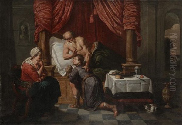 La Benediction De Jacob Oil Painting by Willem van, the Elder Herp